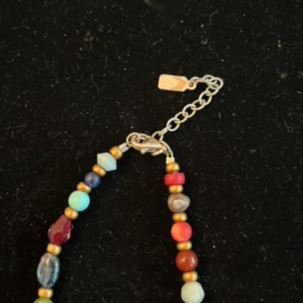 Vintage Peyote Bird Sterling, Multi-Gemstone & Glass Bead Necklace w/Open Heart - Picture 6 of 8